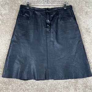 Vintage Daryl K-189 Black leather A-Line Skirt Size 8